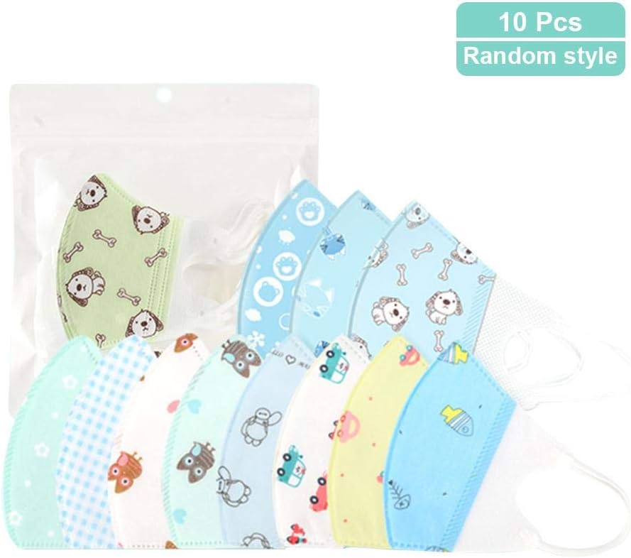 10 pcs dust face mouth cover for children ,4-Ply non-woven fabric and meltblown soft cotton face m-a/sk with multi-layer protection and filtration, fabricanti-fog anti-haze face protective ma-s/k