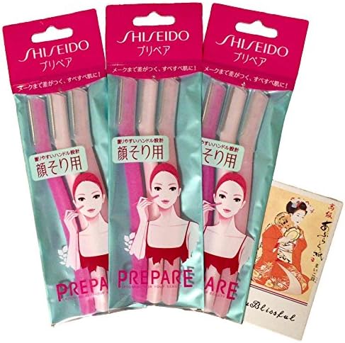 FT Shiseido Facial Razor 3pcs(L) x 3 Pack (total 9 pcs) + Original Oil Blotting Paper Maiko