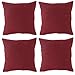 Deconovo Christmas Pillow Covers, Red Pillow Covers with Invisible Zipper, Soft Faux Linen Chair Seat Cushion Cover for Sofa(18 x 18 Inch, Red, Set of 4, No Pillow Insert)