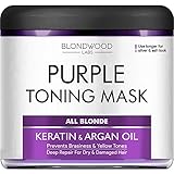Purple Hair Mask - Remove Yellow & Overtones for Blonde Hair, Platinum & Ash Hair - Made in the USA - Goes Well with Purple Shampoo - for Brassiness with Retinol and Keratin - Overtone Purple - 8 oz