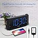 DreamSky Projection Alarm Clock Radio with USB Charging Port & FM Radio 10 Preset Stations, 2 Inches Large Blue Led Number with Dimmer, Snooze, Sleep Timer,12H Display, Plug in Clock for Bedroom