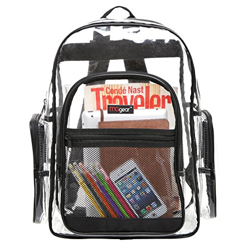 MGgear Clear Transparent PVC School Backpack/ Outdoor Backpack with Black Trim