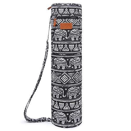 ELENTURE Full-Zip Exercise Yoga Mat Carry Bag with Multi-Functional Storage Pockets (Diamond Elephant)