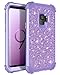 LONTECT Compatible Galaxy S9 Case Luxury Glitter Sparkle Bling Heavy Duty Hybrid Sturdy High Impact Shockproof Protective Cover Case for Samsung Galaxy S9 - Shiny Purple