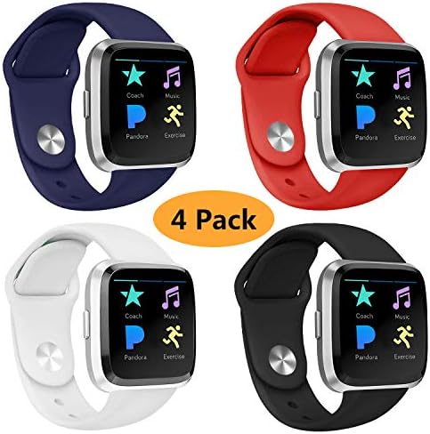 Coperr 4 Packs Bands Compatible with Fitbit Versa/Fitbit Versa Lite for Women and Men, Soft Silicone Sport Strap Replacement Wristband with Ventilation Holes for Fitbit Versa Smart Watch
