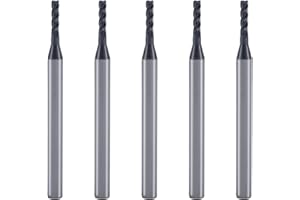 czfeiniu 1/16'' Carbide Square Nose End Mill, 4 Flute CNC Milling Bits Set for Steel, Aluminum, Copper & More, HRC55, AlTiN-BlackNano Coating, 5Pcs