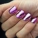 Flat Top Metallic False Nail Tips Acrylic Mirror Shine Surface Hot Pink Purple Middle Design Finger Nails N08