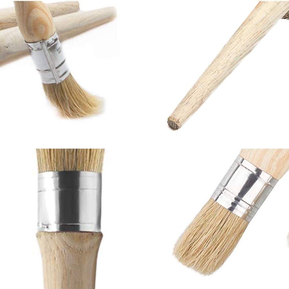 3 Pcs Chalk Paint Wax Brush Set Natural Bristle Round Paint Brushes Furniture Paint Brushes for Furniture Home Decor, Waxing - Image 4