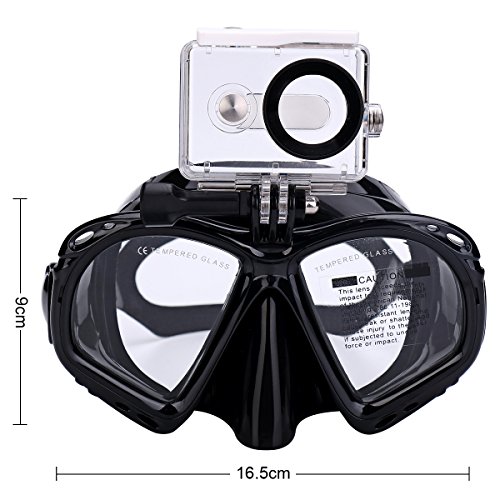 Supertrip Seaview Scuba Mask with GOPRO Mount-Snorkeling Freediving Mask Snorkel Set Black