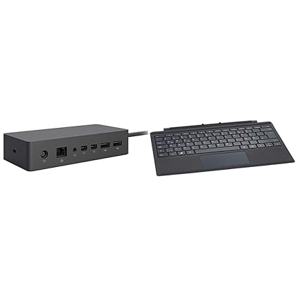 Microsoft Surface Dock & Surface Pro Type Cover (Kompatibel mit Surface Pro 6/Pro/Pro 4/Pro 3, LED-Hintergrundbeleuchtung,Qwe