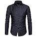 SIR7 Men's Casual Long Sleeve Lightweight Denim Shirt 100% Cotton Button Down Dress Shirts Dark Grey L