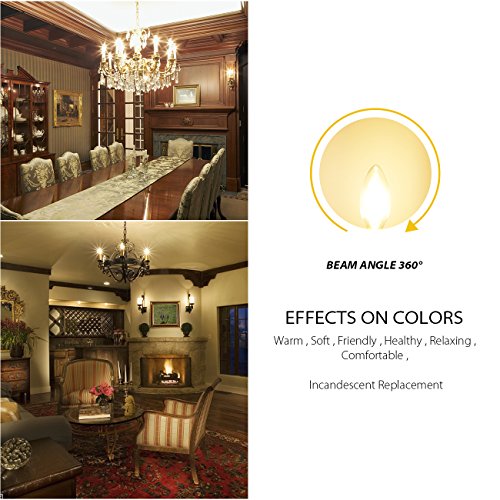 LVWIT B11 LED Filament Bulb Non-Dimmable E26 Medium Base 40W Equivalent 2700K Warm White 470 Lumens Chandelier Decorative Candle Light Bulb Pack of 6