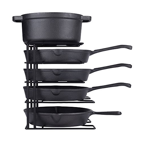 ZESPROKA Pots & Pans Holder (5 Tier) Pan Rack Organizer for Kitchen Counter Cabinet & Pantry - Heavy-Duty Iron Construction -Standing Pot & Pan, 11.81" x 8" x 9.84", Black - Thumbnail 6