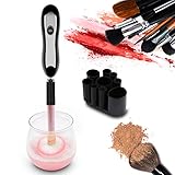 Herwiss Electric Makeup Brush Cleaner and Dryer Machine, Makeup Brush Cleaning Tool with 8 Rubber Holders, Automatic Spinner Cleaner, Cleans & Dries Makeup Brushes in Seconds