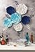 KEY SPRING 3D Paper Flower Decorations for Wall, Birthday Party, Navy Wedding Backdrop, Bridal Shower, Baby Shower, Nursery Wall Deco (Navy Blue, Beige, Aqua Blue, Set of 6)