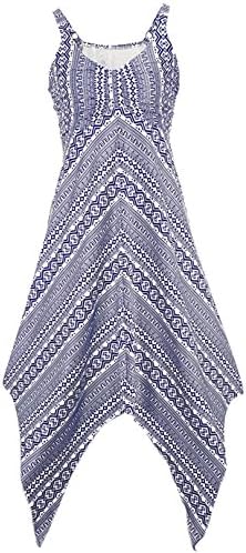 Women's Tribal AZTEC Print Aysmetrical Handkerchief Hem Beach Bohemian Dress