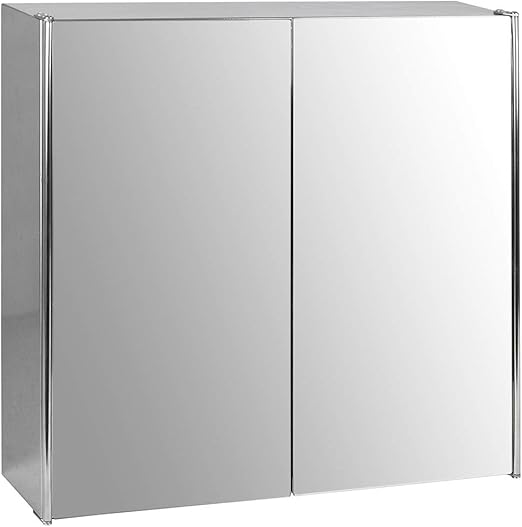 Bath Vida Tiano Bathroom Cabinet Triple Mirror Wall Mounted Stainless Steel Modern Storage Cupboard Unit