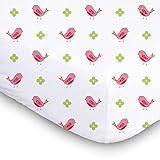 1 Muslin Cotton Baby Crib Sheet. Luxurious, Super Soft Soft & Breathable Toddler, Newborn Fitted Crib Sheet. Cute Pink Birds Baby Bedding For Girls Size 28