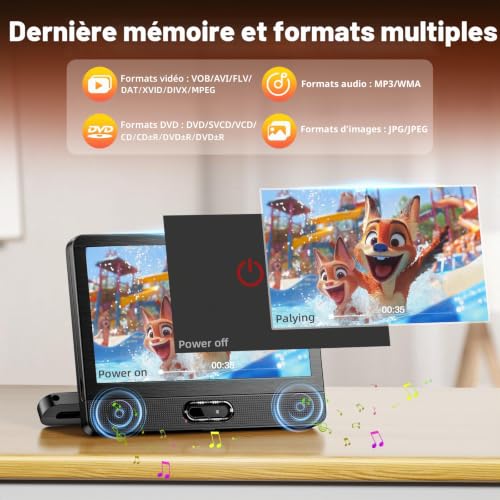 Arafuna 12 Inch Car DVD Player with HDMI for Game Console, AV Out, Portable Car DVD Player for Children, Car Screen Headrest, Support USB/TF Card 128GB, Video 1080P