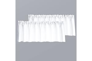Mrs.Naturall White Valances for Bedroom Windows,Semi Blackout Valance Curtains for RV Campers,16 Inch Length