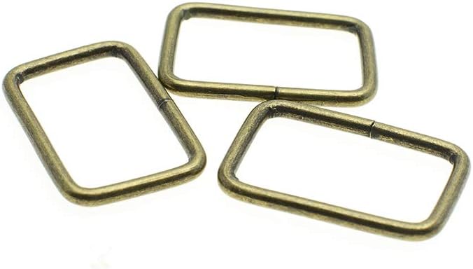 25pcs Metal Wire Formed Rectangle Ring Belt Loop Bra Buckle Package Accessories (Antique Brass, 1''(25mm))
