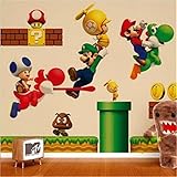 ULAKY Colorful Super Mario Wall Stickers Removable Kids Boys Nursery Play Room Decor