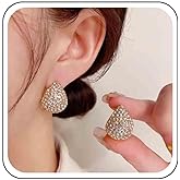 Ximdble Vintage Crystal Waterdrop Earrings Rhinestone Teardrop Earrings Boho Cz Ball Hoop Earrings Crystal Ball Drop Earrings for Women
