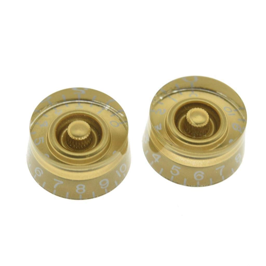 Dopro 2pcs USA(Imperial) LP Guitar Speed Dial Knobs 24 Fine Splines Control Knobs for Les Paul/CTS Pots Gold