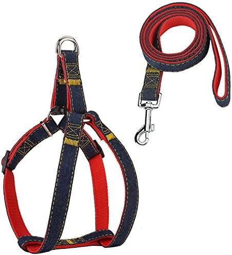 JINTOP Dog Harness Leash Adjustable Durable Heavy Duty Demin Dog Leash Set Dog Leash Collar for Small Medium Large Dogs No Pull Dog leashes for Daily Walking Training Running Husky Harness