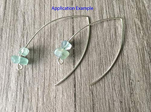 10pcs Sterling Silver Ear Wire Elegant Drop Earring Hooks Earwire Connectors 40mm (Thin Wire ~ 0.5mm) for Earrings Jewelry Making SS248