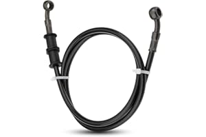 Mtsooning Motorcycle Hydraulic Line, 120cm Universal Braided steel Clutch Oil Pipe, Black Gas Fuel Hose PVC Tube Replacement for Pit Dirt ATV Motocross