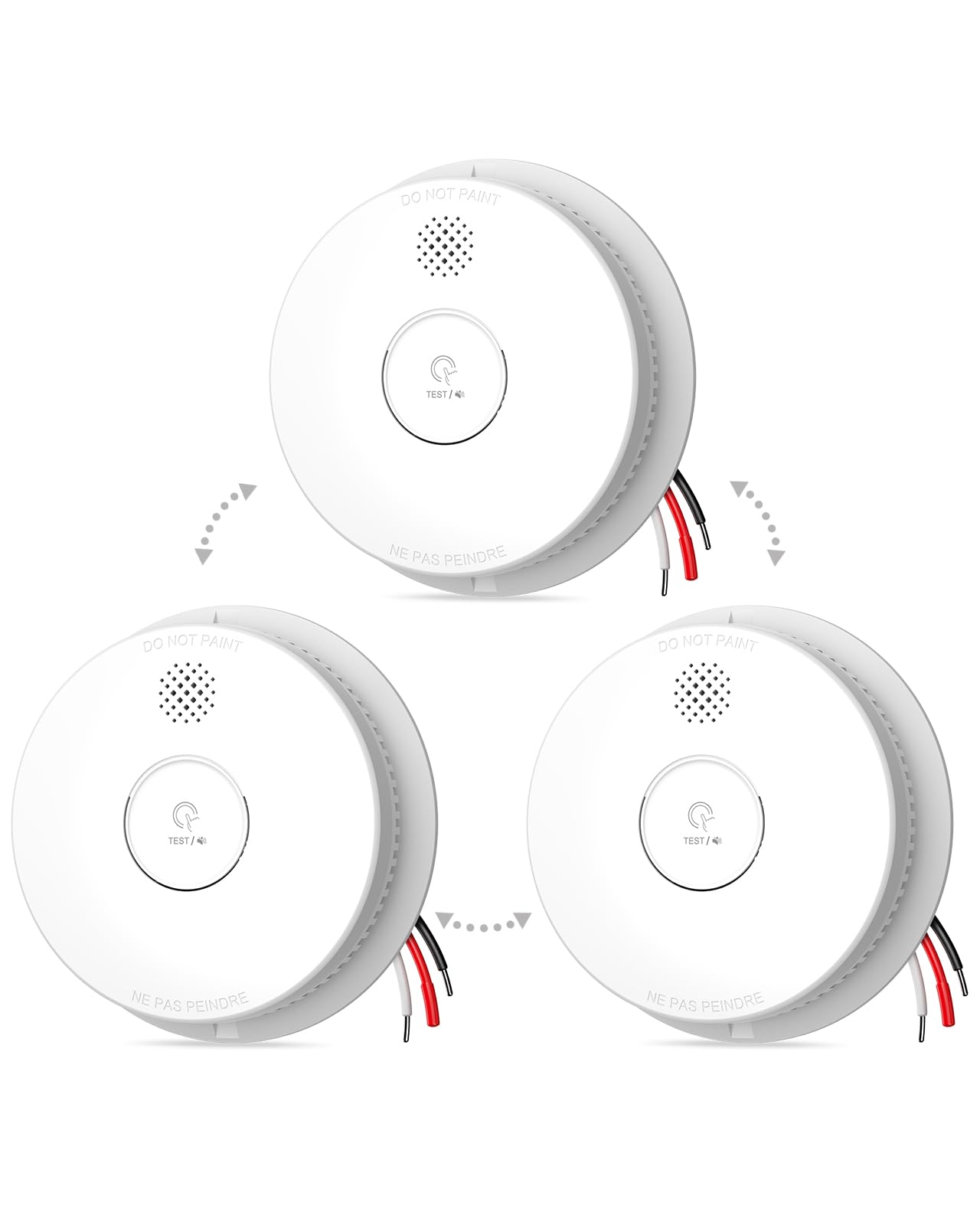 Photo 1 of Ecoey Hardwired Smoke Detector Interconnectable UP to 12 Units, Smoke Detector 10 Year with Replaceable 9V Backup Battery, Fire Alarms Smoke Detectors with Photoelectric Sensor, 3 Packs