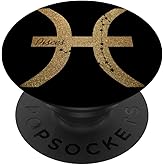 Pisces Gold-Colored Pattern Astrology Lovers Zodiac Signs PopSockets Adhesive PopGrip