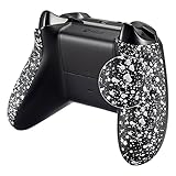 eXtremeRate Textured White Back Panels, Comfortable Non-slip Side Rails, 3D Splashing Handles, Game Improvement Replacement Parts for Microsoft Xbox One X & One S Controller