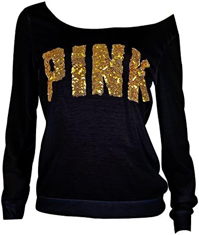 CFD Womens Casual Crew Neck Letter Print Long Sleeve Sweatshirt Black L