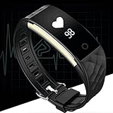 Fitness Tracker Heart Rate Monitor Activity Health Tracker Waterproof Smart Wristband Band with Pedometer Sleep Monitor Step Calorie Counter Bluetooth Bracelet for Swimming Bicycling (Black)