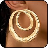 Gold Chunky Geometric Big Dangle Earrings for Women Large Round Statement Drop Earrings Circle Geometric Dangling Earring Simple Jewelry Accessories Gifts