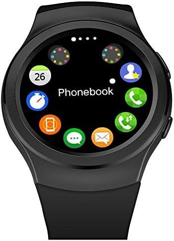 SURMOS Bluetooth G3 Smart Watch MTK2502 with 1.3" 240 x240 IPS screen SIM card Hear Rate Monitor for IOS Android Phone (G3 Black)
