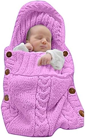 WACE Newborn Baby Crochet Sleeping Bag Sleep Bag Wrap Swaddle Blanket(Pink)