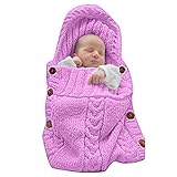 XMWEALTHY Newborn Baby Wrap Swaddle Blanket Knit Sleeping Bag Sleep Sack Stroller Wrap for Baby(Pink) (0-6 Month)