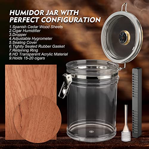 XIFEI Acrylic Humidor Jar with Humidifier and Hygrometer,humidor That