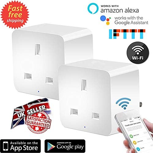 Mini Smart Plug, WiFi Enabled, Intelligent Wifi Smart Timer UK Plug Socket Outlet Compatible with Alexa, Google Assistant & Apple HomeKit (2Pcs)
