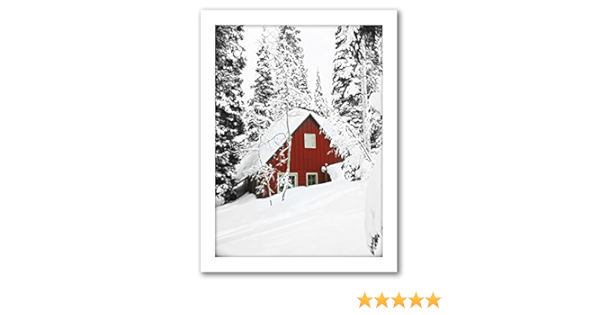 Amazon Com Americanflat 24 X 36 White Framed Art Print Red Cabin By Tanya Shumkina Everything Else