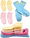 Pro1rise Mixed 4 Pairs 12-36 Months Toddler Baby Girls Anti-slip Turn Cuff Terry Socks Thick Cotton Shoe Socks Slippers