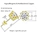 Gold Male Earrings Cubic Zirconia Stud Earrings Round Cut Mens Earring Studs Crown Earring (Gold + Silver)
