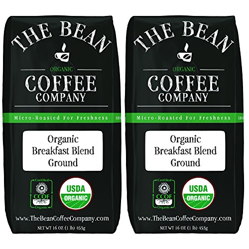 The Bean Coffee Company Organic Breakfast Blend, Light Roast, Whole Bean, 16-Ounce Bag