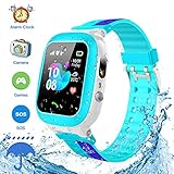 Jsbaby Kids Smartwatch Waterproof GPS/LBS Tracker Phone Compatible iOS Android for Children 3-12 Girls Boys SOS Call Remote Camera Two Way Call Touch Screen Games Christmas Birthday (Blue)