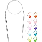 HARFINGTON Knitting Needles Size US 9(5.5mm) Circular Needle 31 Inch(80cm) Round Metal Stainless Steel Needle with Needles for Handmade Projects DIY Knitting