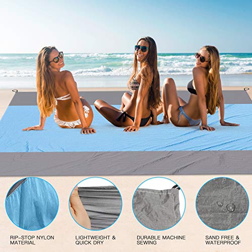 FYLINA Sandfree Beach Blanket Lightweight - Oversized Waterproof Blanket Mat 7'x9' - Quick Drying Heat Resistant Outdoor Picnic Beach Mat - Thumbnail 3