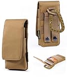 Belt pouch iPhone 7 Plus Holster Hwin Nylon MOLLE Tactical Smartphone Belt Clip Holster Pouch Protective Carrying Case Belt Waist Bag for iPhone 6 Plus Galaxy S7 Edge Plus LG G5 with Case + a Clip-Tan
